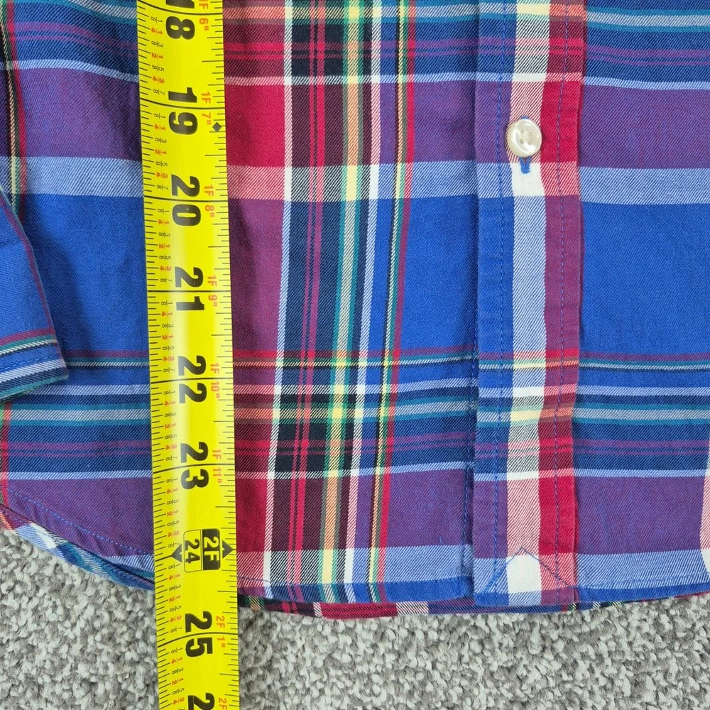 Ralph Lauren Shirt Boys L (14-16) Blue Red Plaid Long Sleeve Button Down Cotton
